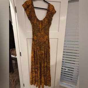 Women’s Mustard Yellow Printed Maxi Dress